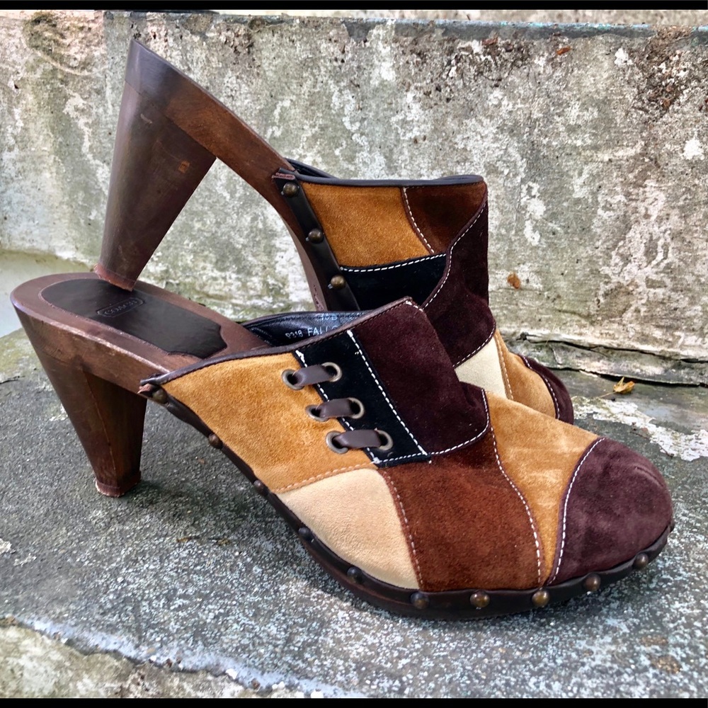 Coach suede patchwork mules Women’s 10
